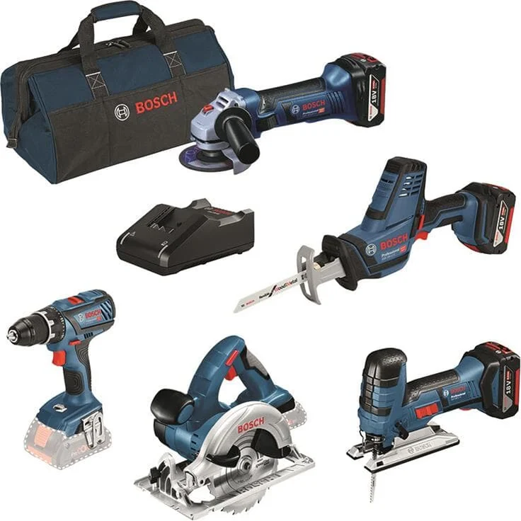 Bosch Professional 5 tlg. Bosch Professional Profi-Set 18V: GSR + GST + GWS + GKS+ GSA – Bild 1
