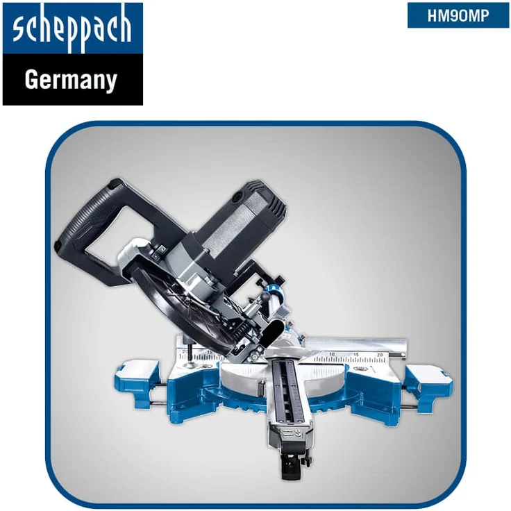 Scheppach HM90MP Kapp-Zug-Gehrungssäge 1700 W, Ø216 mm Sägeblatt, Schnittleistung von 340 x 65 mm, mit Schnittkanten-Laser und LED, Drehtisch mit Schnellarretierung und zwei Schnittgeschwindigkeiten – Bild 4