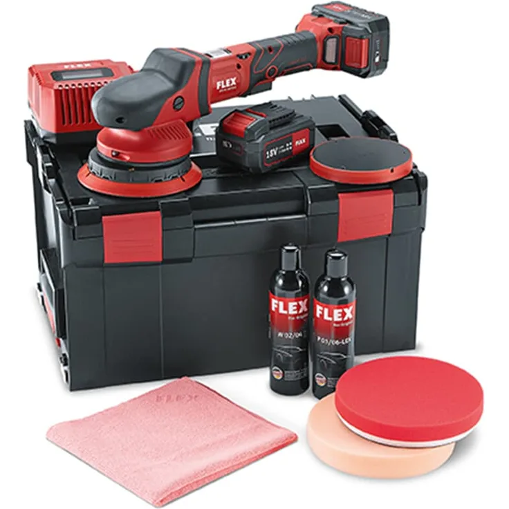 Flex XFE 15 150 18.0-EC Akku-Exzenterpolierer P-Set mit extra 125 Ø Klett-Teller
