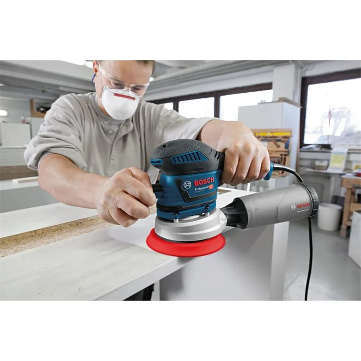 Bosch Professional Exzenterschleifer GEX 40-150 (inkl. Zusatzhandgriff, Staubbox, Schleifteller- 150 mm, Netzschleifblatt M480, in L-BOXX 238) – Bild 9