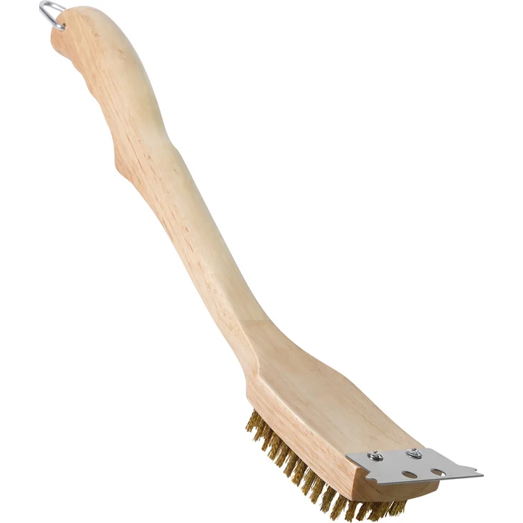 Napoleon Grillbürste aus Holz 45 cm mit Messingborsten und Schaber 62028 silber – Bild 2