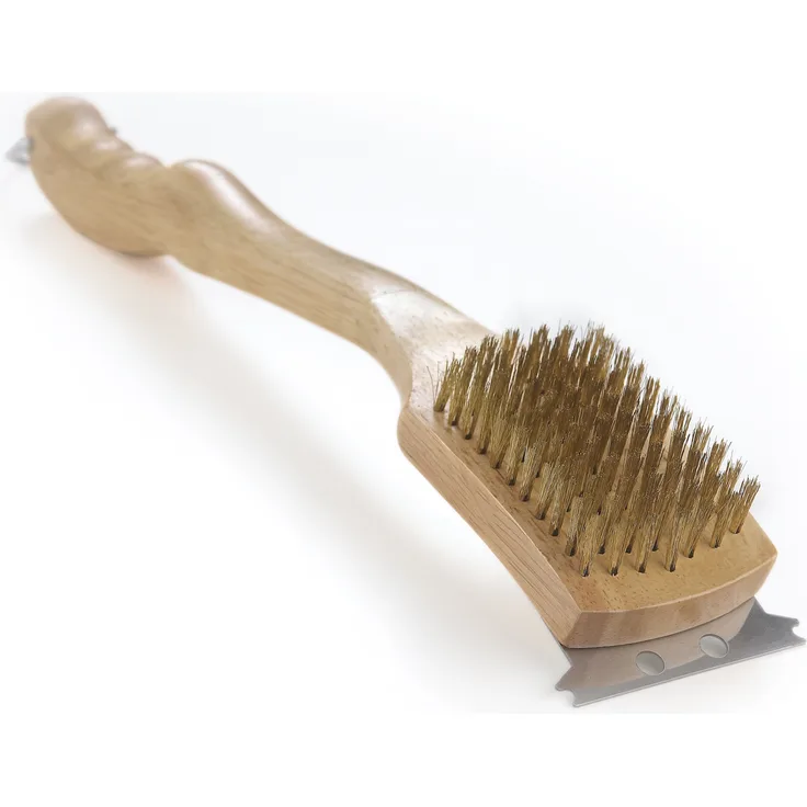 Napoleon Grillbürste aus Holz 45 cm mit Messingborsten und Schaber 62028 silber