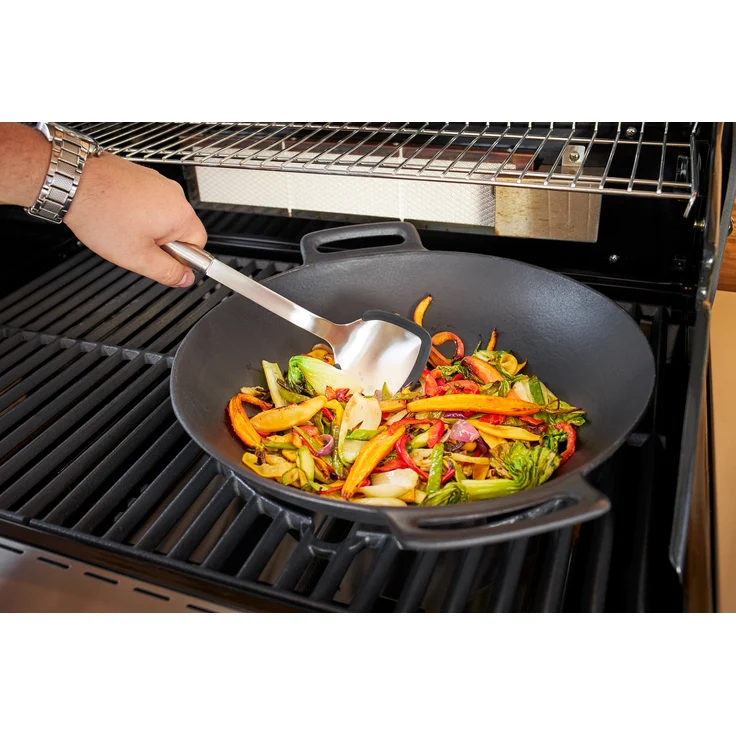 RÖSLE VARIO Wok Pro, Hochwertiger Wok aus emailliertem Gusseisen zum scharfen Anbraten, asiatische Küche, für Herd und Grill geeignet – Bild 3