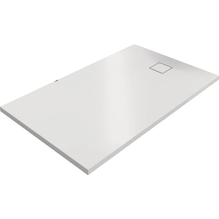 Hüppe EasyFlat Duschwanne, rechteckig, 1600x1000mm, Flachablauf an kurzer Seite, weiss glänzend, rutschhemmend, Mineralguss