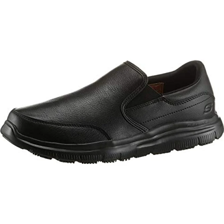 Skechers FLEX ADVANTAGE SR, Berufsschuh Slipper für Gastronomie, Pflege, Krankenhaus, schwarz, mit Stretcheinsatz und rutschhemmender Gummisohle, Dämpfungstechnologie Skechers Memory Foam – Bild 1