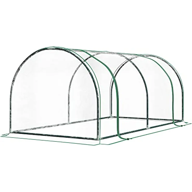 Outsunny Gewächshaus, Treibhaus mit Tür, Frühbeet, Pflanzenhaus, Pflanzenaufzucht, Stahl PVC, 200 x 100 x 80 cm – Bild 1