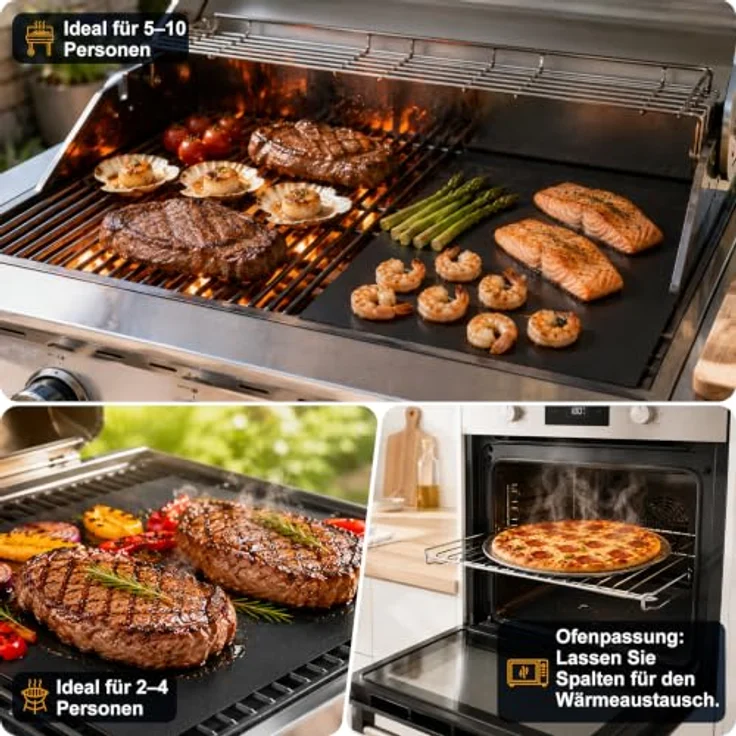 Homealexa BBQ Grillmatte, 40x300cm antihaftbeschichtet, hitzebeständig bis 260°C, PFOA-frei, wiederverwendbar für Gasgrill und Holzkohlegrill – Bild 3