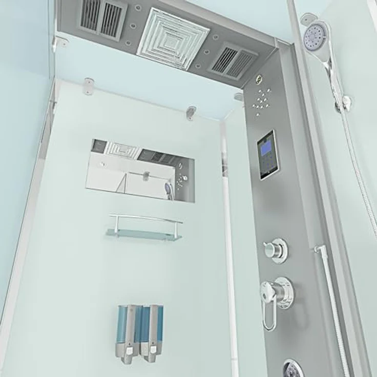SeniorBad GmbH Dampfdusche Duschtempel Sauna Dusche Duschkabine D38-00R2-EC 80x80 cm, weiß, mit Regendusche, Handbrause und Rückenmassagedüsen – Bild 8
