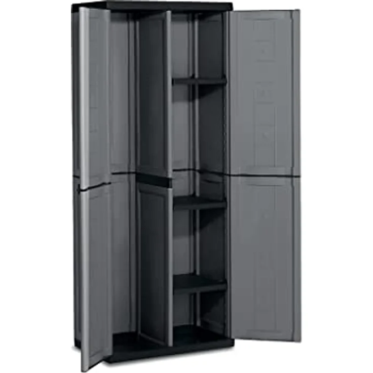Keter Kunststoffschrank "Jolly utility", Hochwertiger Aufbewahrungsschrank mit höhenverstellbaren Flachböden, 68x39x166 cm, dunkelgrau/schwarz – Bild 4
