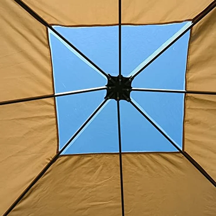 Quick Star Pavillon-Ersatzdach 3x3m Sand Clear Top, Polyester 260 g/m² mit Klarsichtfenster und wasserdicht versiegelten Nähten – Bild 5