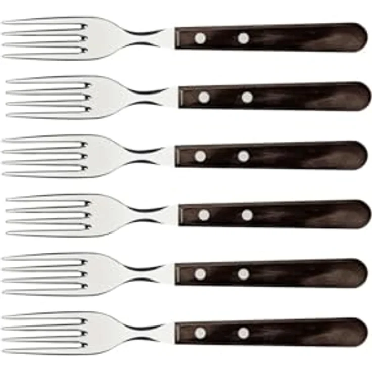 Tramontina Jumbo Steakgabel Set Grillbesteckset Grillwerkzeug, Edelstahl, 6 Stück, braun – Bild 2