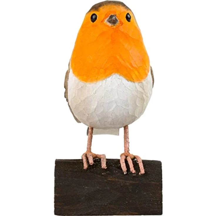 WILDLIFEGARDEN DecoBird Rotkehlchen WG4404, Handgeschnitzte Holz-Dekorationsfigur, Kleine Europäische Vögel, Umweltfreundlich bemalt – Bild 3