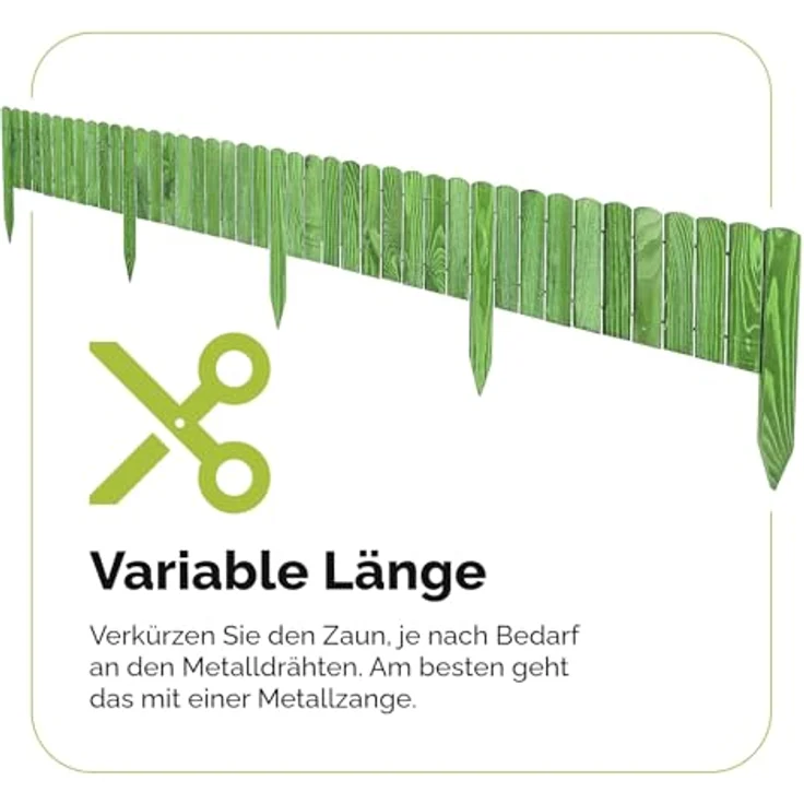 Garronda Beeteinfassung Holz Rollzaun Holzzaun 200 x 8 cm imprägniert Flexibler Rollborder Rasenkante Palisade Gartenzaun Umzäunung für Garten GD-0046 (Darkgrün, Höhe: 8 cm) - Imprägniertes Holz, wetter- und schädlingsbeständig, flexibler Drahtverbinder – Bild 4