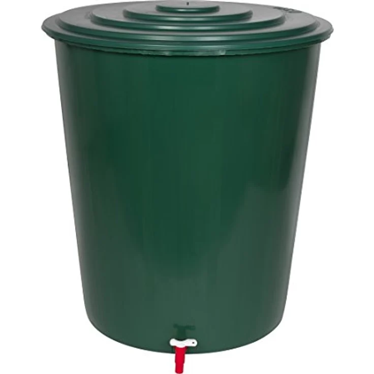 Kreher XL Regentonne 310 Liter aus Kunststoff in Grün, mit robustem Monoblock Stand, Wasserhahn und Deckel mit Sicherheitsverschluss – Bild 2