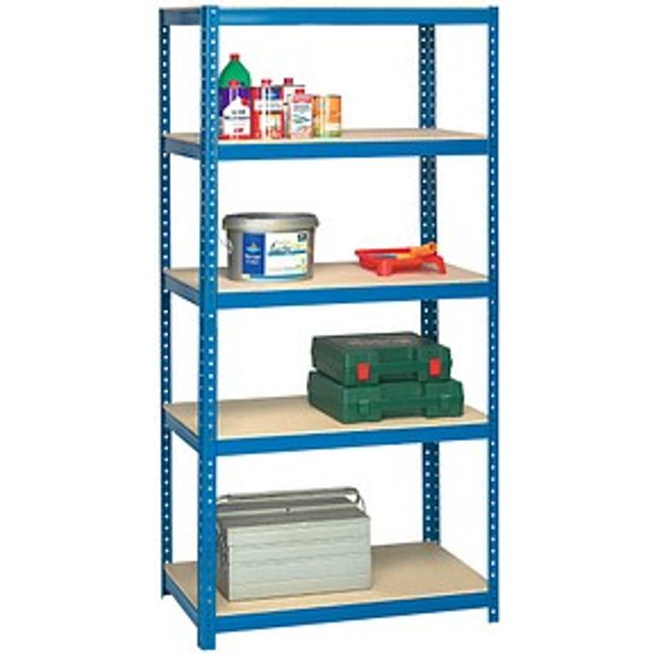 SZ Metall Schwerlastregal 24182-I(LV), Blau, 5 höhenverstellbare Fachböden, Tragkraft bis 875 kg, 90 x 45 x 180 cm