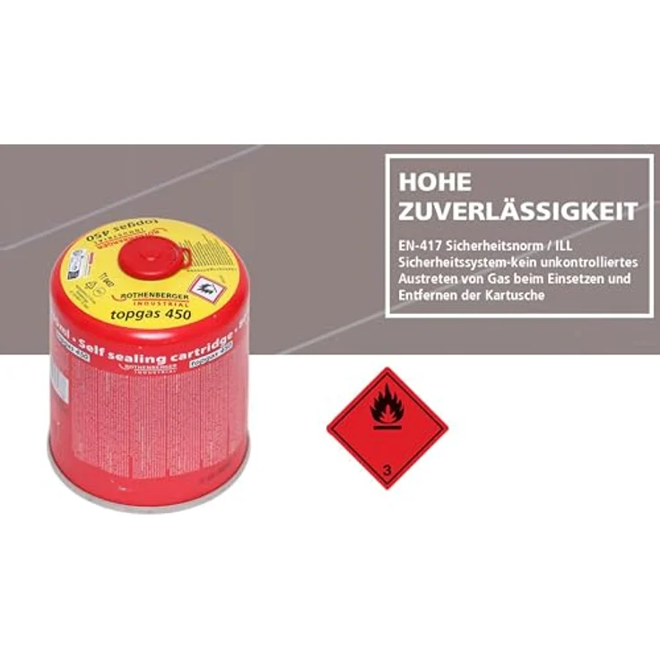 ROTHENBERGER Industrial Top Gas Schraub - Gaskartusche 450g, 740 ml, Vorteilsdose für lange Einsatzdauer, Anschluss 7/16" EU, 20% Propan / 80% Butan – Bild 5