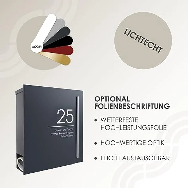 MOCAVI Box 110 Qualitäts-Briefkasten mit Zeitungsfach anthrazit-grau (RAL 7016) Wandbriefkasten, Schloss rechts, Postkasten, Design-Briefkasten – Bild 5