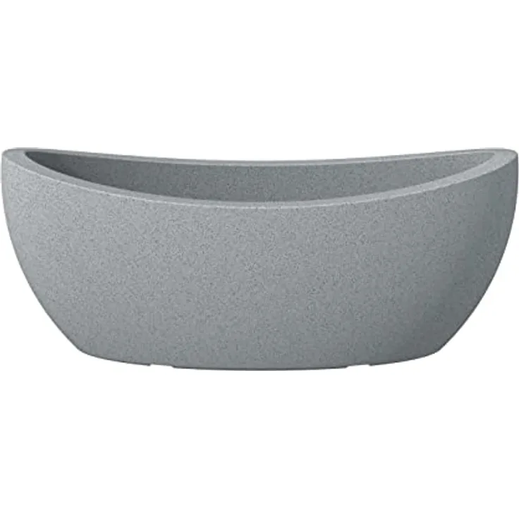 Scheurich Wave Globe Jardiniere 58, Pflanzschale/Blumentopf/Pflanzkübel, oval, Farbe: Stony Grey, hergestellt mit recyceltem Kunststoff, 10 Jahre Garantie, für den Außenbereich