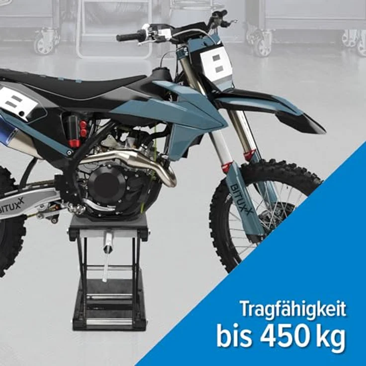 Bituxx MS-19531, mechanischer Motorradheber für Doppelschleifen Rohrrahmen, max. Tragkraft 450 kg, grau/schwarz – Bild 4