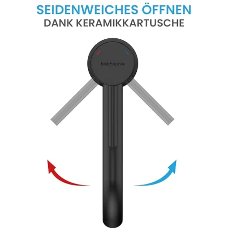 Bächlein Badarmatur Susara hoch mit gebogenem Auslauf, Extra hoher Design Einhebelmischer für Aufsatzwaschbecken mit langlebiger Keramikkartusche und Montage-Set, Bad Wasserhahn Matt Schwarz - Preisvergleich – Bild 3