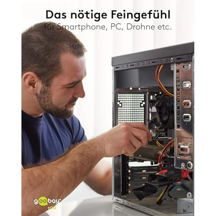 goobay 24 in 1 Schraubendreher Set, Tragbares Mini Werkzeug mit Präzisions-Bitsatz für Macbook, Laptop, PS4, PS5, iPhone, Brille, Uhren, Switch, Xbox, PC – Aluminium-Gehäuse mit Magnetischem Bithalter – Bild 4