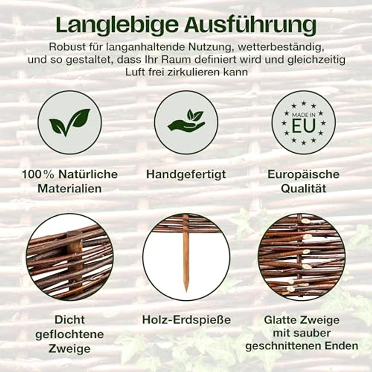 Creative Home Beeteinfassung Weide Weidenzaun 5er Set, 60 x 40 cm, stabil und robust – Bild 5
