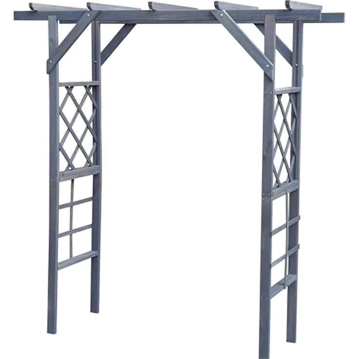 Promadino Pergola 'Ben', graue Rankhilfe aus FSC®-zertifiziertem Kiefernholz, 200 x 210 x 60 cm, einfach montierbar, stabil und nachhaltig – Bild 5
