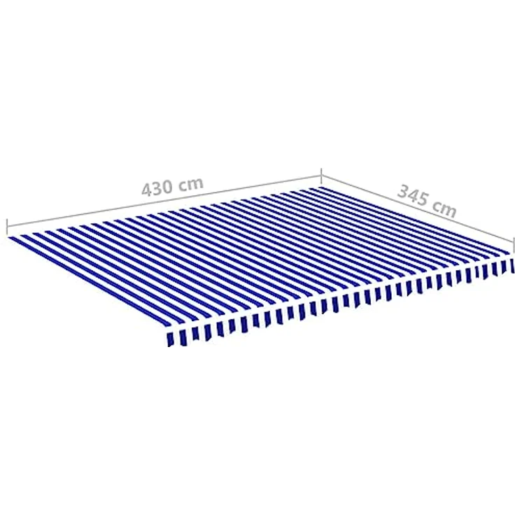 DELUKE® Markisenbespannung Markisenstoff Wasserabweisend Reißfest | Blau-Weiß, für 450x350cm Rahmen | Markise mit Volant – Bild 2