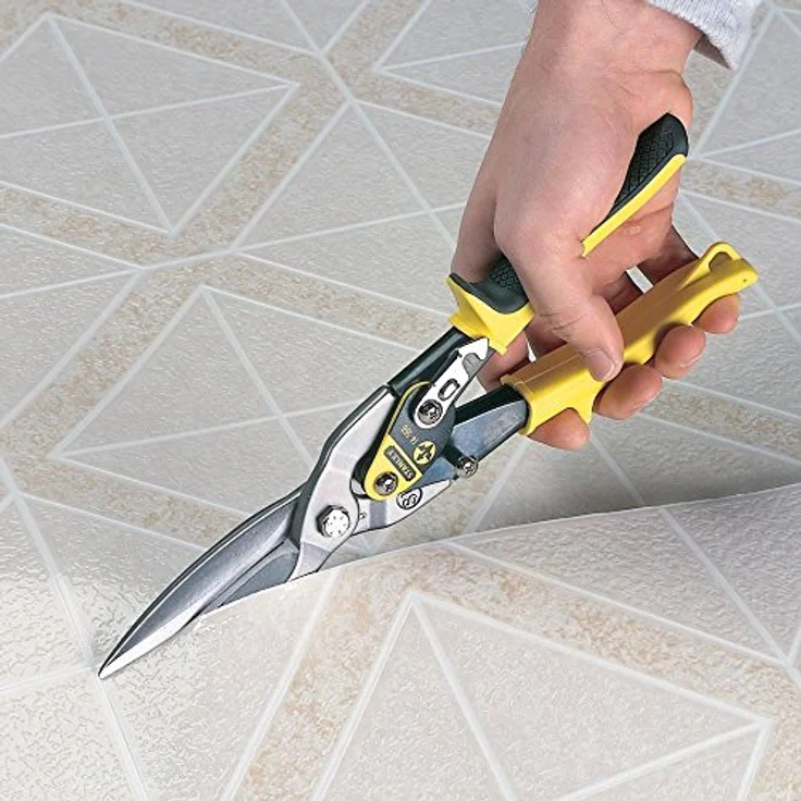 Stanley Blechschere Maxsteel (gerade, 300 mm Länge, Bi-Material Kunststoffhandgriff, chromveredelt, Einhandbedienung) gelb, 2-14-566 – Bild 2