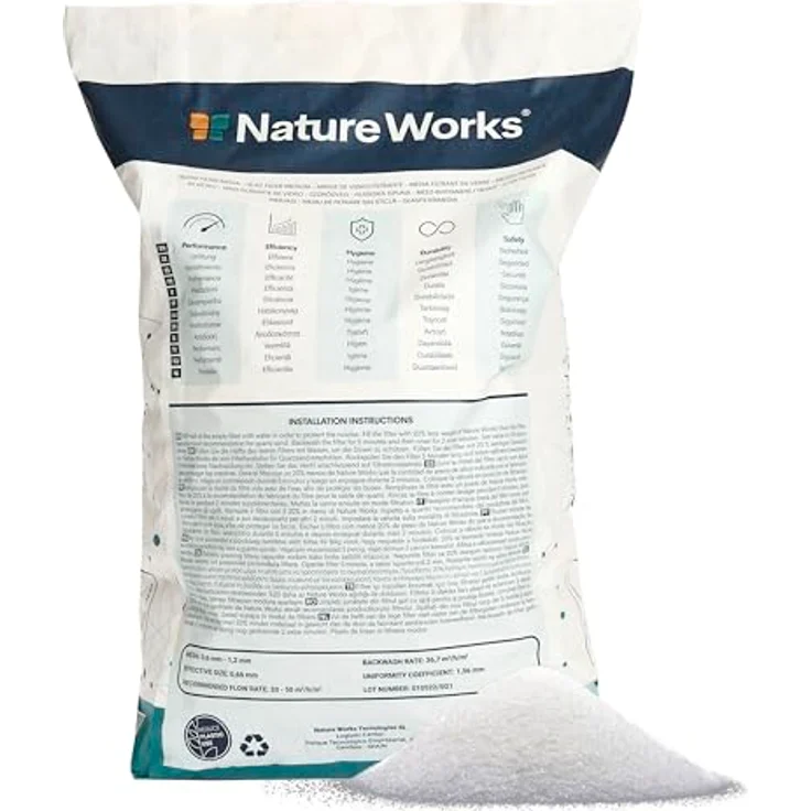 Nature Works Hi-Tech Glas Filtermedium, Korngröße 0,6 - 1,2 mm, Recyclingglas für modernes Pool-Zubehör – Bild 2