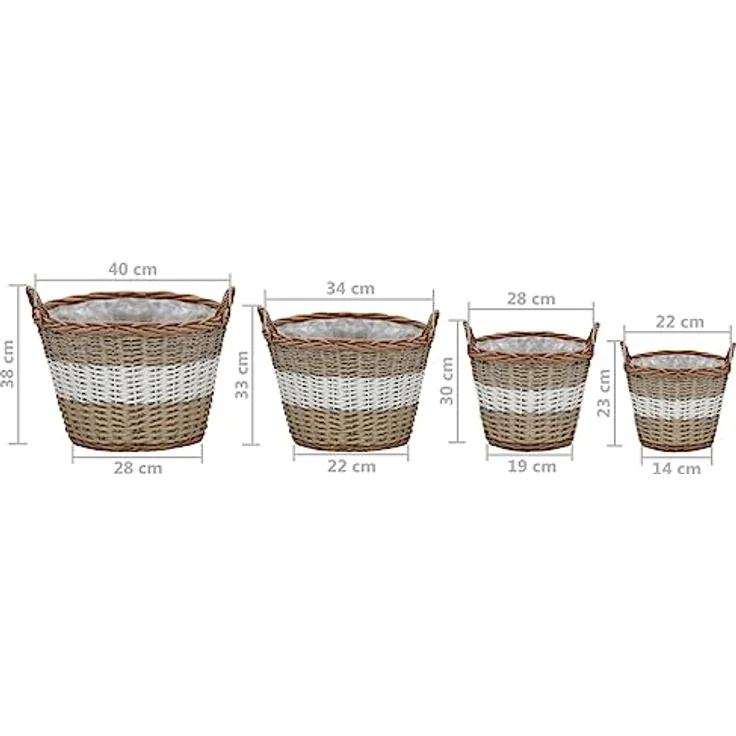 vidaXL 4X Hochbeet Rattan Weide Pflanztopf Pflanzkübel Weidenkorb Blumentopf – Bild 4