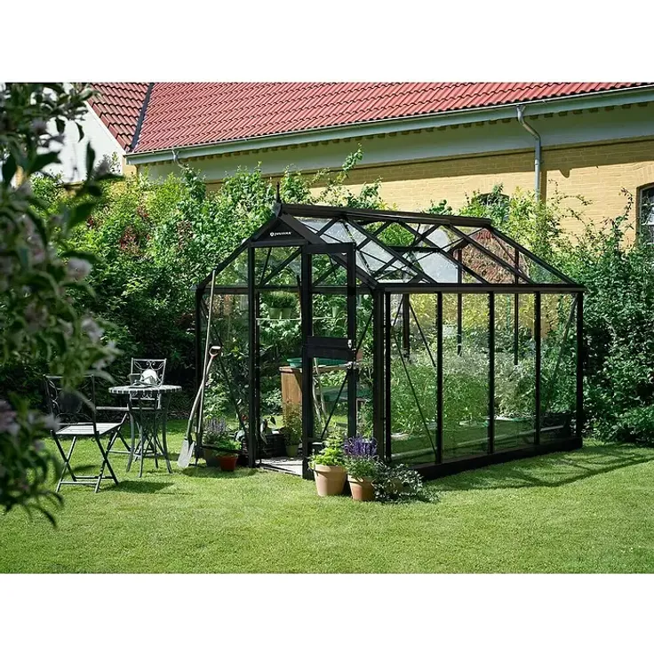 Juliana Gewächshaus Compact, 224 x 296 cm, Glas 3 mm, Sicherheitsverglasung, Schwarz