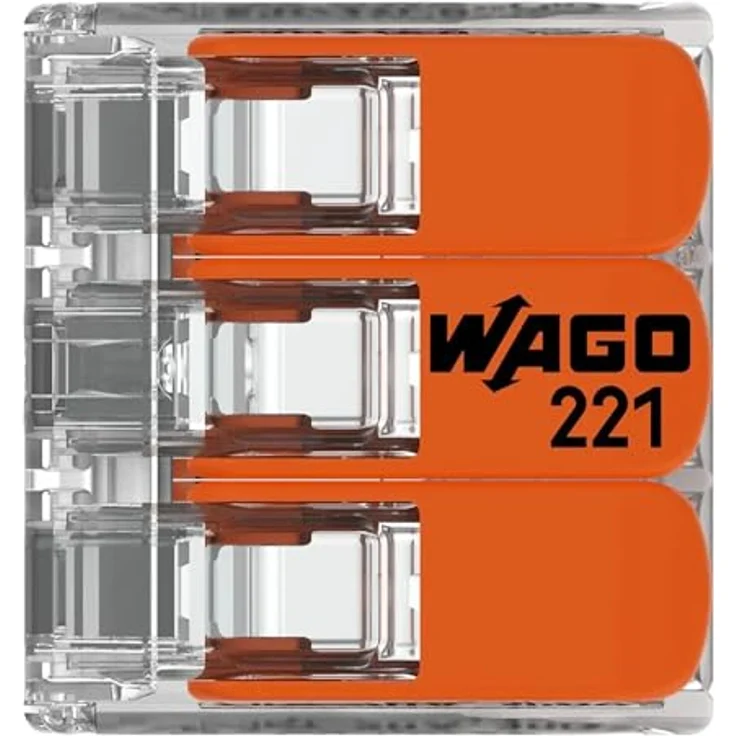 Wago Compact Hebelklemme 221-413, 3 Leiter für 0,14 mm² - 4 mm², 50 Stk., transparent, werkzeugloses Klemmen – Bild 2