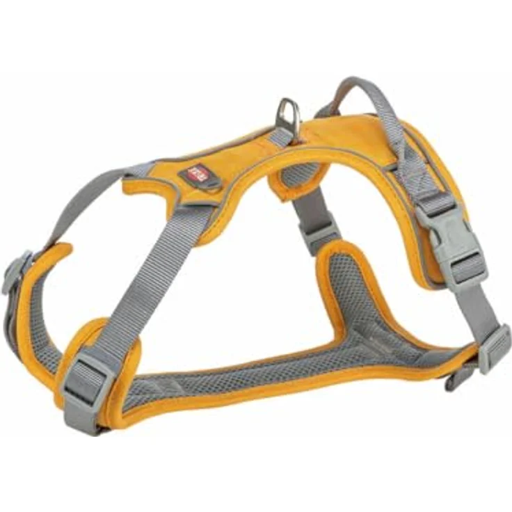 TRIXIE Premium Geschirr Active, Geschirr für Hunde, ideal für Outdoor-Aktivitäten, S (35-50 cm), 15 mm, Curry, robustes Nylon mit atmungsaktiver Netzpolsterung – Bild 1