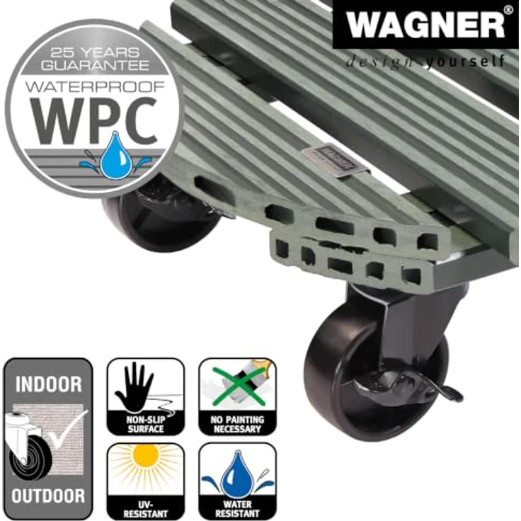 WAGNER® design yourself Pflanzenroller GH0558, Kunststoff, Ø 38,5 cm, dunkelgrün, rund mit Feststellbremsen – Bild 4