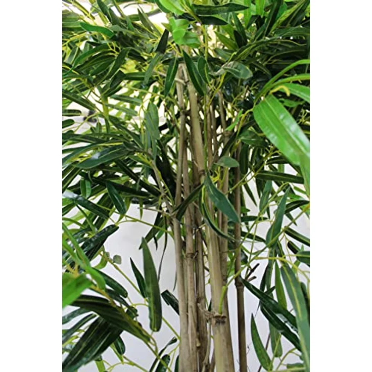 Arnusa Großer künstlicher Bambus 190 cm Deluxe Kunstpflanze mit Naturbambusstämmen, künstliche Pflanze Sichtschutz Raumtrenner in realistischer Bambusimitation – Bild 4