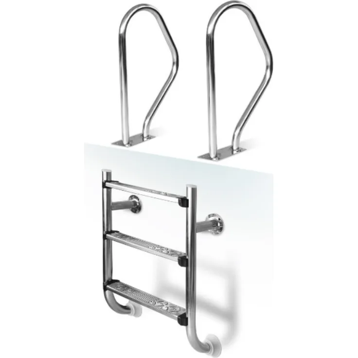 Trend Pool Einbauleiter Trendline Exclusiv 3-stufig, V2A Edelstahl ohne Handlauf, für Beckentiefe bis 120 cm