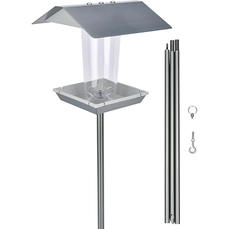 BOLD Vogelhaus mit Ständer wetterfest/Vogelhaus zum Aufhängen (Robustes Vogelfutterhaus zum Hinstellen oder Aufhängen, Bird Feeder Futterstation für Wildvögel) 1,40m Höhe – Bild 4