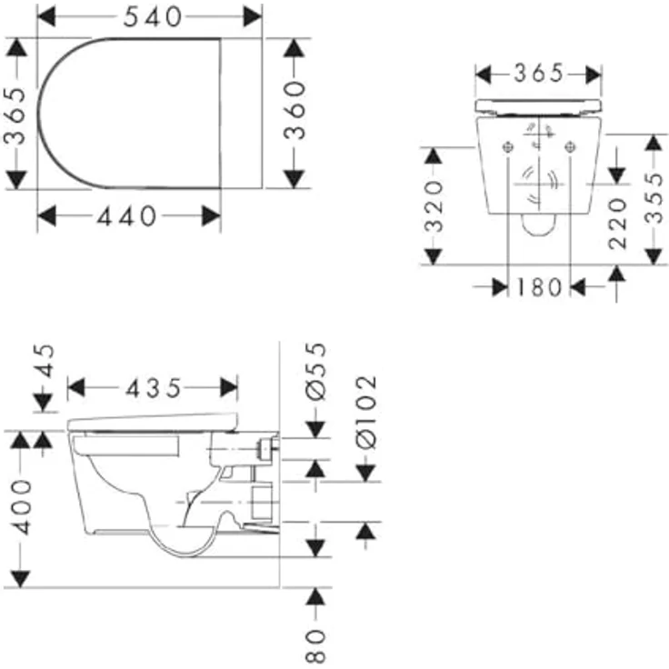hansgrohe EluPura Original S Wand-WC Set, spülrandlos, 365x540mm, SmartClean, AquaChannel Flush, inkl. SoftClose WC-Sitz, glänzend Weiss – Bild 2