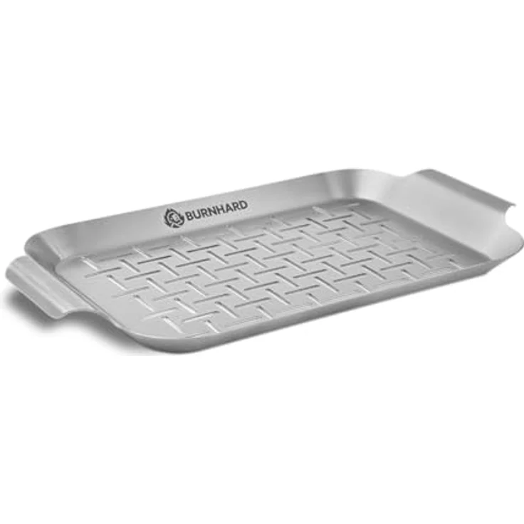 BURNHARD Grillschale Grillkorb, Edelstahl, 33x19x2 cm, hitzebeständig und spülmaschinengeeignet – Bild 2
