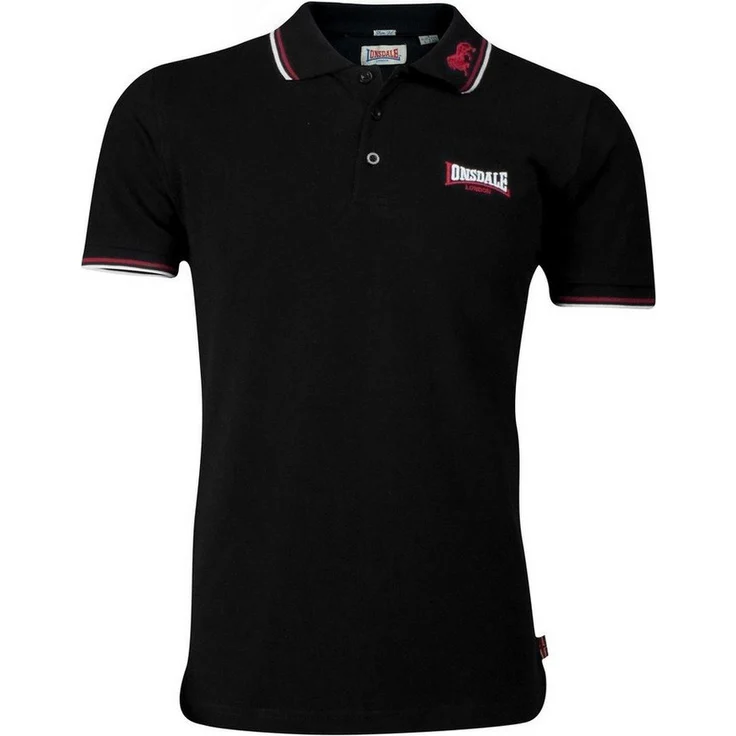 Lonsdale Poloshirt Lion, Arbeitsshirt mit farblich abgesetzten Stickereien und gestreiften Bündchen – Bild 1