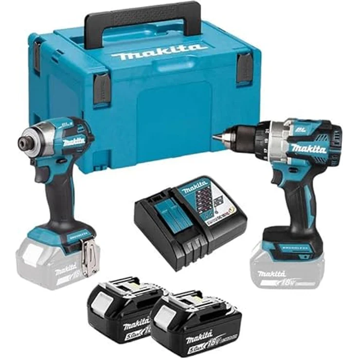 Makita Kit Combo LXT DTD173 & DDF489, Elektrowerkzeug-Set mit 2x 5,0 Ah Akku, Schnellladegerät und MAKPAC – Bild 1