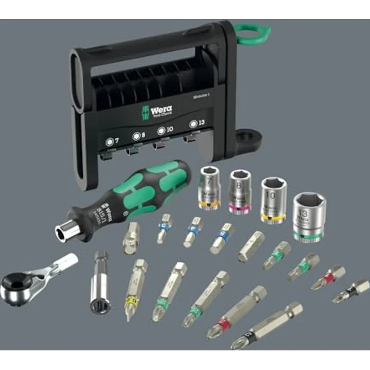 Wera Bohrer- und Bitset Tool-Check Modular Set 1, 21-teiliges Set mit Winkelschlüsseln, Adapter und flexiblem Scharnier – Bild 3