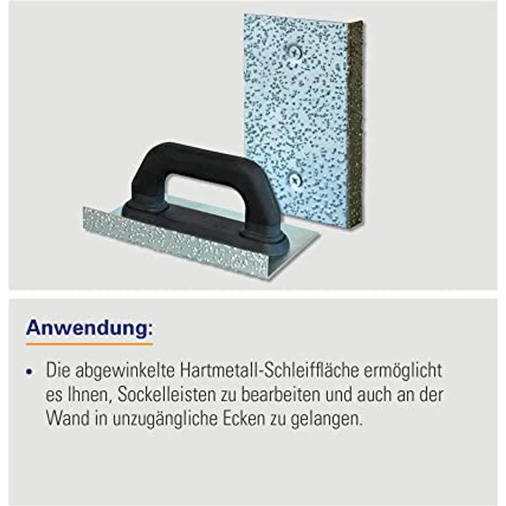 Karl Dahm Handschleifer aus Hartmetall, 130 x 210 mm I Handrutscher leichte Ausführung I Fliesenlegerzubehör mit HM-Splittfläche in Silber - Zum einfachen Abschleifen & Anrauen von Böden und Sockeln – Bild 3