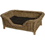 Korb-Outlet Rattan Hundekorb geflochten Hundebett Rattan Grau Korb Hund Hundecouch hoch mit Kissen (Naturmaterial Grau) - Preisvergleich