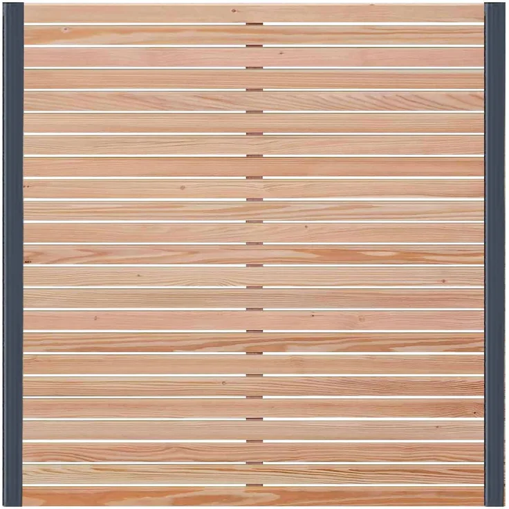 Endorphin Rhombus-Sichtschutzzaun Lärche, 5x Elemente 180x180cm & 6x Alu-Pfosten 7x7x235cm, witterungsbeständig und einfach zu montieren