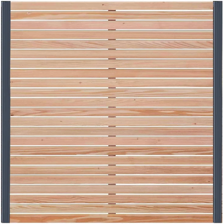 Endorphin Rhombus-Sichtschutzzaun Lärche, 5x Elemente 180x180cm & 6x Alu-Pfosten 7x7x235cm, witterungsbeständig und einfach zu montieren