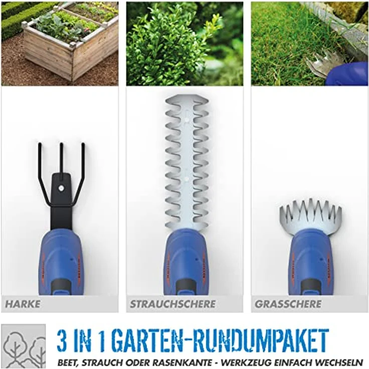 Güde Akku Gartenpflege-Set GPS 18-0 Strauchschere Heckenschere Harkenaufsatz – Bild 4