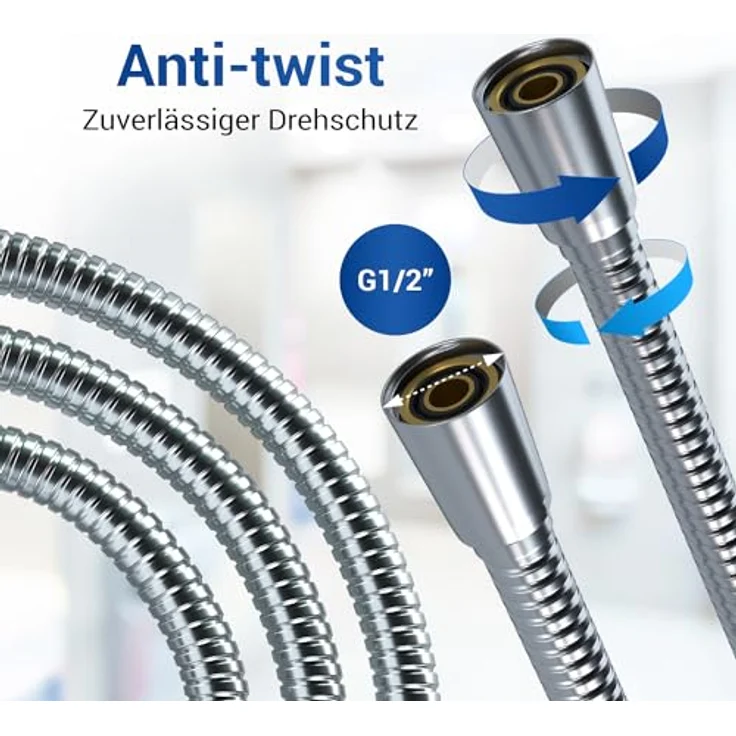 VIOKS Dusch Schlauch Flexibel - Brauseschlauch 125 cm Duschschlauch Edelstahl Verlängerung & Schlauch Duschkopf Schlauch Für Duschbrause Handbrause - Preisvergleich – Bild 3