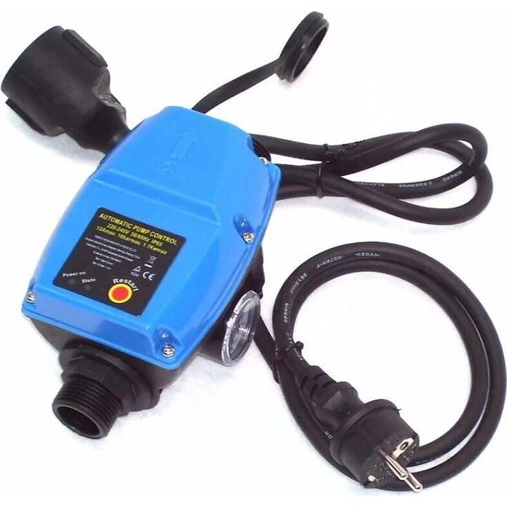 Apex Pumpensteuerung mit Stecker Kupplung SKD-5 C4455 Tauchpumpe Brunnenpumpe Garten, automatische Drucksteuerung, 1.1kW, IP65, 230V, blau